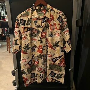 OHIO STATE BUCKEYES NCAA MENS THEMATIC STADIUM PRINT BUTTON UP SHIRT XL